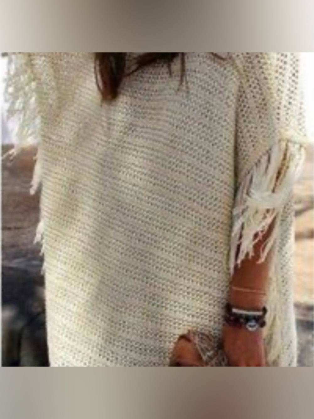 Zara Beige Knit Women's Poncho (Size M)